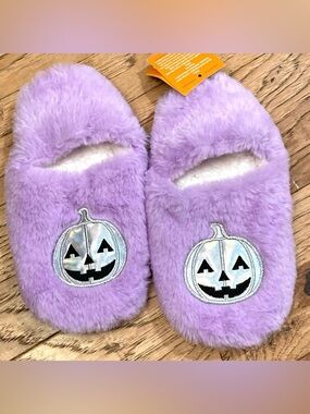 Hyde and Eek Slipper Socks Halloween Pumpkin Purple gothic Size S/M (5-7) new